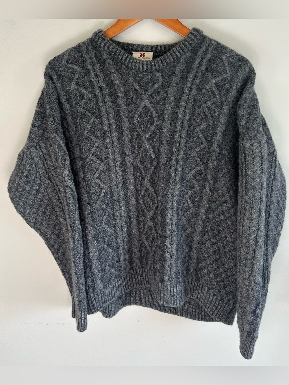 Carraig Don Women’s Sweater 100% Irish Merino Wool Fisherman Chunky Knit Sz L/XL